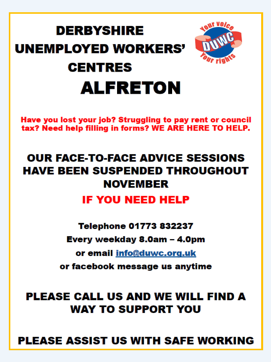 Derbyshire Unemployed Workers Centre poster
